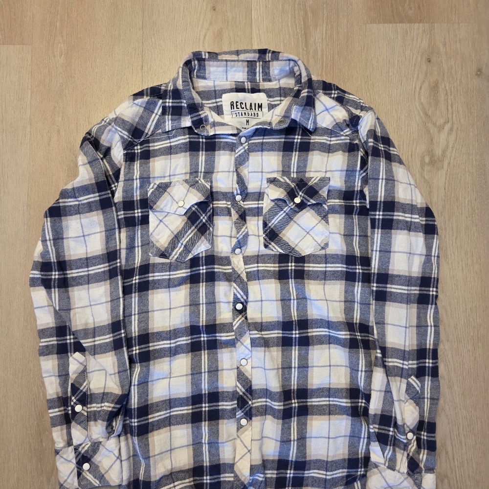 Reclaim Blue and White Plaid Men's Shirt
